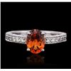 Image 1 : 14KT White Gold 1.30ct Spessartite and Diamond Ring