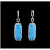 Image 1 : 14KT White Gold Turquoise and Diamond Earrings