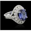 Image 2 : 5.96ct Tanzanite and Diamond Ring - 14KT White Gold