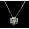 Image 1 : 14KT White Gold 0.64ctw Diamond Pendant With Chain