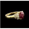 Image 2 : 2.71ct Ruby and Diamond Ring - 18KT Yellow Gold