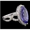 Image 2 : 14KT White Gold 3.88ct Tanzanite and Diamond Ring