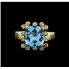 Image 1 : 14KT Yellow Gold 4.63ct Topaz and Diamond Ring