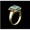 Image 3 : 14KT Yellow Gold 4.63ct Topaz and Diamond Ring
