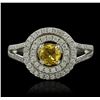 Image 1 : 14KT White Gold 0.44ct Citrine and Diamond Ring