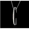 Image 1 : 14KT White Gold 0.18ctw Diamond Pendant With Chain