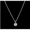 Image 2 : 2.52ct Emerald and Diamond Pendant With Chain - 14KT White Gold