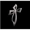 Image 2 : 0.94ctw Diamond Cross Pendant - 14KT White Gold