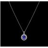 Image 2 : 7.12ct Tanzanite, Sapphire and Diamond Pendant With Chain - 14KT White Gold