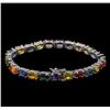 Image 2 : 21.00ctw Multi Color Sapphire Bracelet - 14KT White Gold