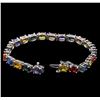 Image 3 : 21.00ctw Multi Color Sapphire Bracelet - 14KT White Gold