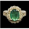 Image 1 : 14KT Yellow Gold 1.89ct Emerald and Diamond Ring