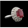 Image 2 : 4.88ct Ruby and Diamond Ring - 14KT White Gold