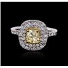 Image 1 : 14KT White Gold 1.63ctw GIA Cert Diamond Unity Ring