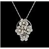 Image 1 : 14KT White Gold 1.37ctw Diamond Pendant With Chain
