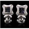 Image 1 : 14KT White Gold Sapphire and Diamond Earrings