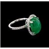 Image 2 : 7.07ct Emerald and Diamond Ring - 14KT White Gold