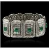 Image 2 : Platinum GIA Certified 9.37ctw Emerald and Diamond Bracelet