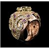 Image 3 : 14KT Rose Gold 4.05ct Citrine, Amethyst and Diamond Ring