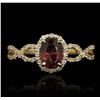 Image 1 : 14KT Yellow Gold 0.70ct Rubellite and Diamond Ring