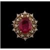 Image 1 : 5.30ct Ruby and Diamond Ring - 14KT Rose Gold