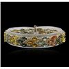 Image 1 : 14KT Yellow Gold 28.17ctw Multicolor Sapphire and Diamond Bracelet
