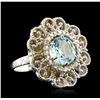 Image 2 : 14KT White Gold 2.65ct Blue Topaz and Diamond Ring