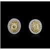 Image 1 : 1.45ctw Fancy Yellow Diamond Earrings - 14KT White and Yellow Gold