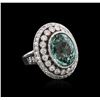 Image 2 : 18KT White Gold GIA Certified 12.44ct Tourmaline and Diamond Ring