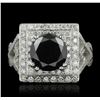 Image 1 : 14KT White Gold 3.94ctw Black Diamond Ring