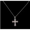 Image 2 : 0.32ctw Diamond Cross Pendant With Chain - 14KT White Gold