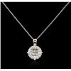 Image 2 : 14KT White Gold 0.61ctw Diamond Pendant With Chain