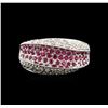 Image 1 : 0.50ctw Ruby and Diamond Ring - 14KT White Gold