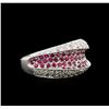 Image 2 : 0.50ctw Ruby and Diamond Ring - 14KT White Gold