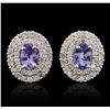 Image 1 : 14KT White Gold 1.40ctw Tanzanite and Diamond Earrings