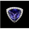 Image 1 : 13.98ct Tanzanite and Diamond Ring - 18KT White Gold