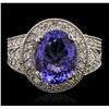 Image 1 : 14KT White Gold 5.21ct Tanzanite and Diamond Ring