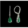 Image 2 : 3.59ctw Emerald and Diamond Earrings - 18KT White Gold