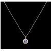 Image 2 : 1.40ct Tanzanite and Diamond Pendant With Chain - 14KT White Gold