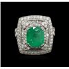 Image 1 : 18KT White Gold 2.90ct Emerald and Diamond Ring