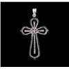 Image 2 : 1.00ctw Diamond Cross Pendant - 14KT White Gold