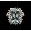 Image 1 : 7.46ct Aquamarine and Diamond Ring - 14KT White Gold