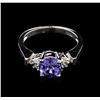 Image 1 : 1.60ct Tanzanite and Diamond Ring - 14KT White Gold