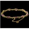 Image 2 : 4.73ctw Pink Sapphire and Diamond Bracelet - 14KT Yellow Gold