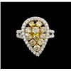 Image 1 : 2.04ctw Fancy Yellow Diamond Ring - 14KT White Gold