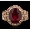 Image 1 : 14KT Rose Gold 5.66ct Ruby and Diamond Ring