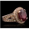 Image 2 : 14KT Rose Gold 5.66ct Ruby and Diamond Ring