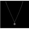 Image 1 : 14KT White Gold 0.76ct Sapphire and Diamond Pendant With Chain
