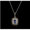 Image 2 : 14KT White Gold 0.76ct Sapphire and Diamond Pendant With Chain