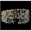 Image 3 : 62.40ctw Blue Sapphire and Diamond Bracelet - 14KT Yellow Gold